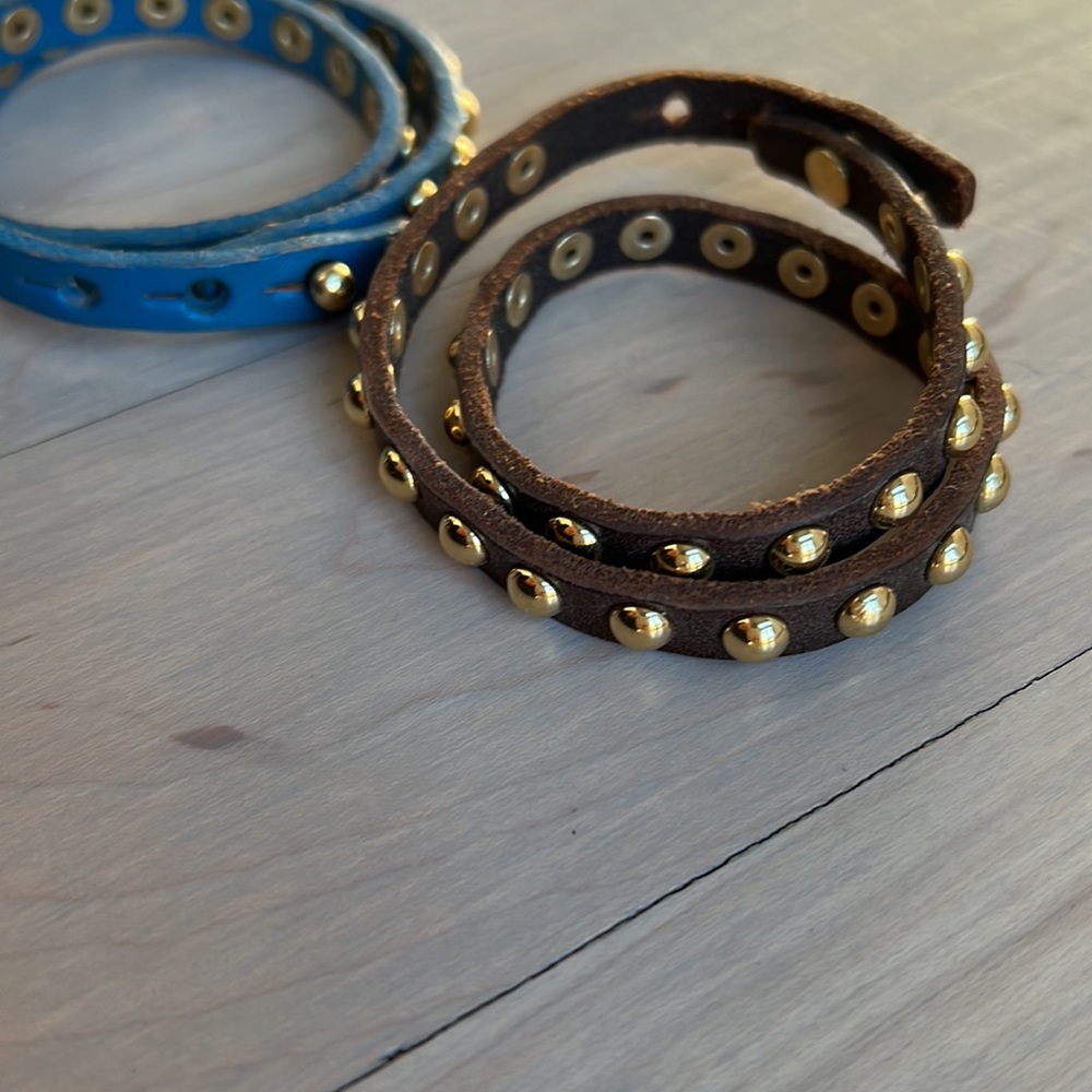 Stackable leather stud bracelets - Picture 3 of 4